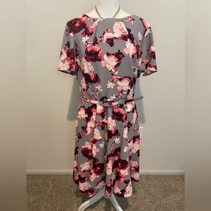 Eva Mendes for New York & Company Gray Floral Midi Dress